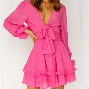 Hello Molly Lost Somebody Dress in Hot Pink (NWT)